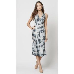 NWT * Mijo Stretch Silk Elaine Dress in Black Storm Sz L